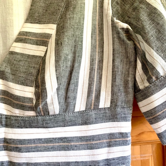 Banana Republic Dresses & Skirts - BANANA REPUBLIC COTTON LINEN STRIPED DRESS LINED GRAY 2 P